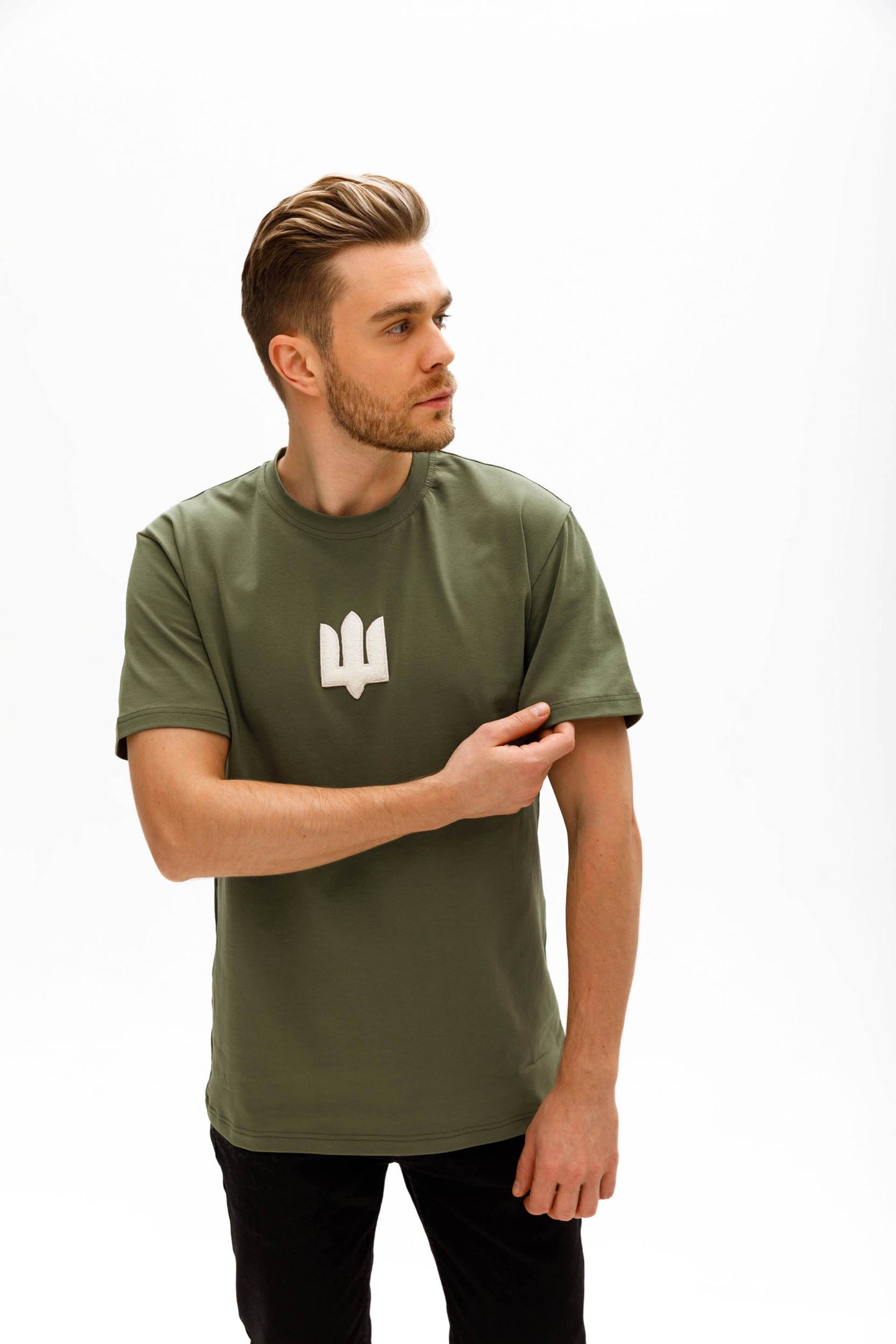 Khaki White Tryzub t-shirt