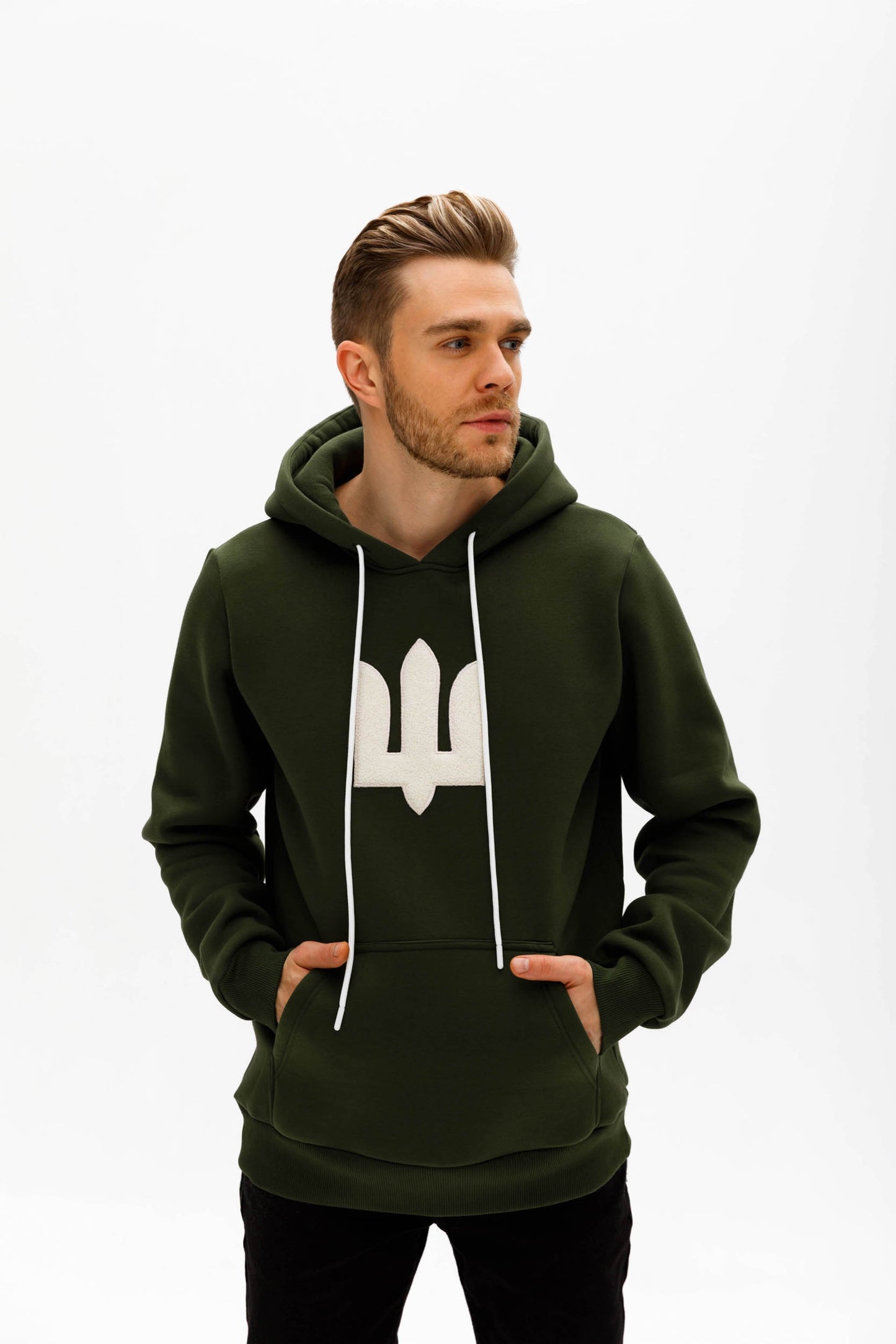 Green White Tryzub hoodie