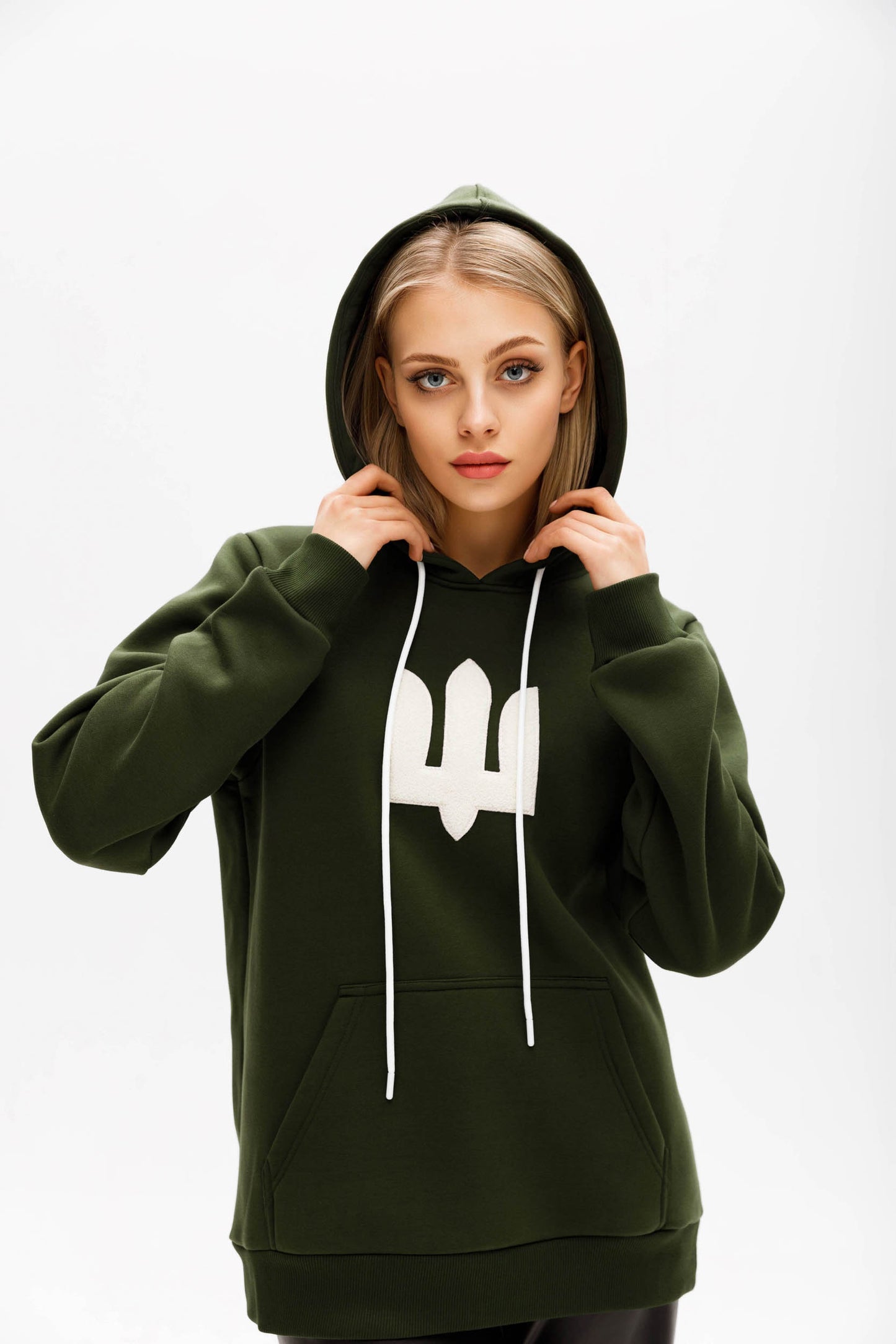 Green White Tryzub hoodie