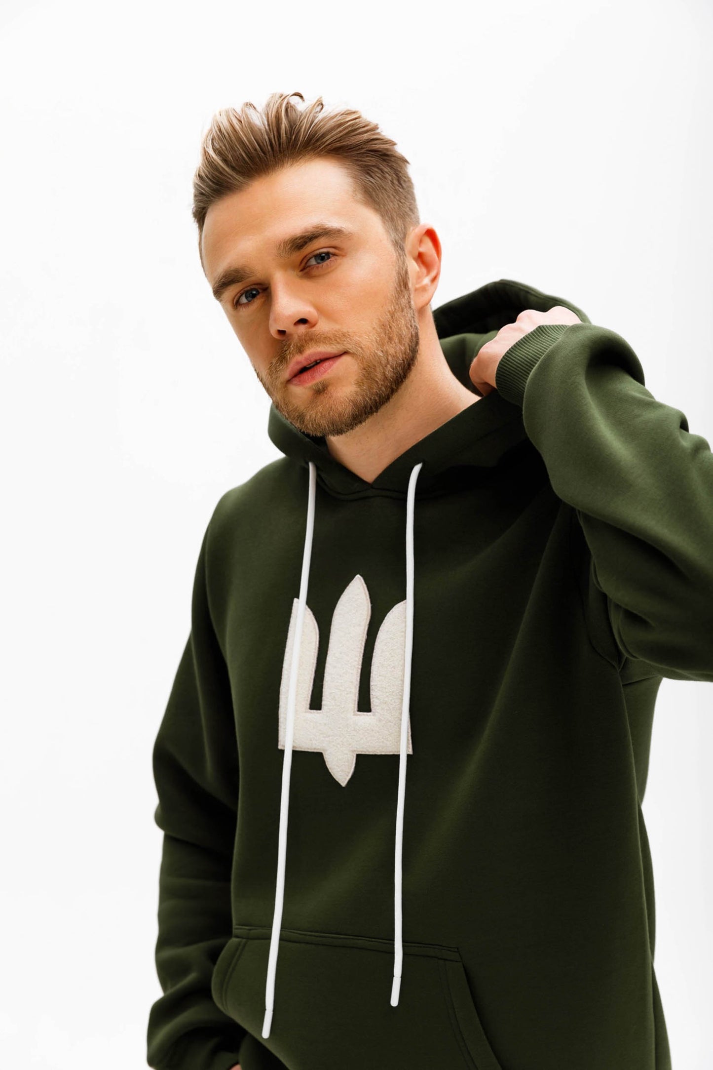 Green White Tryzub hoodie