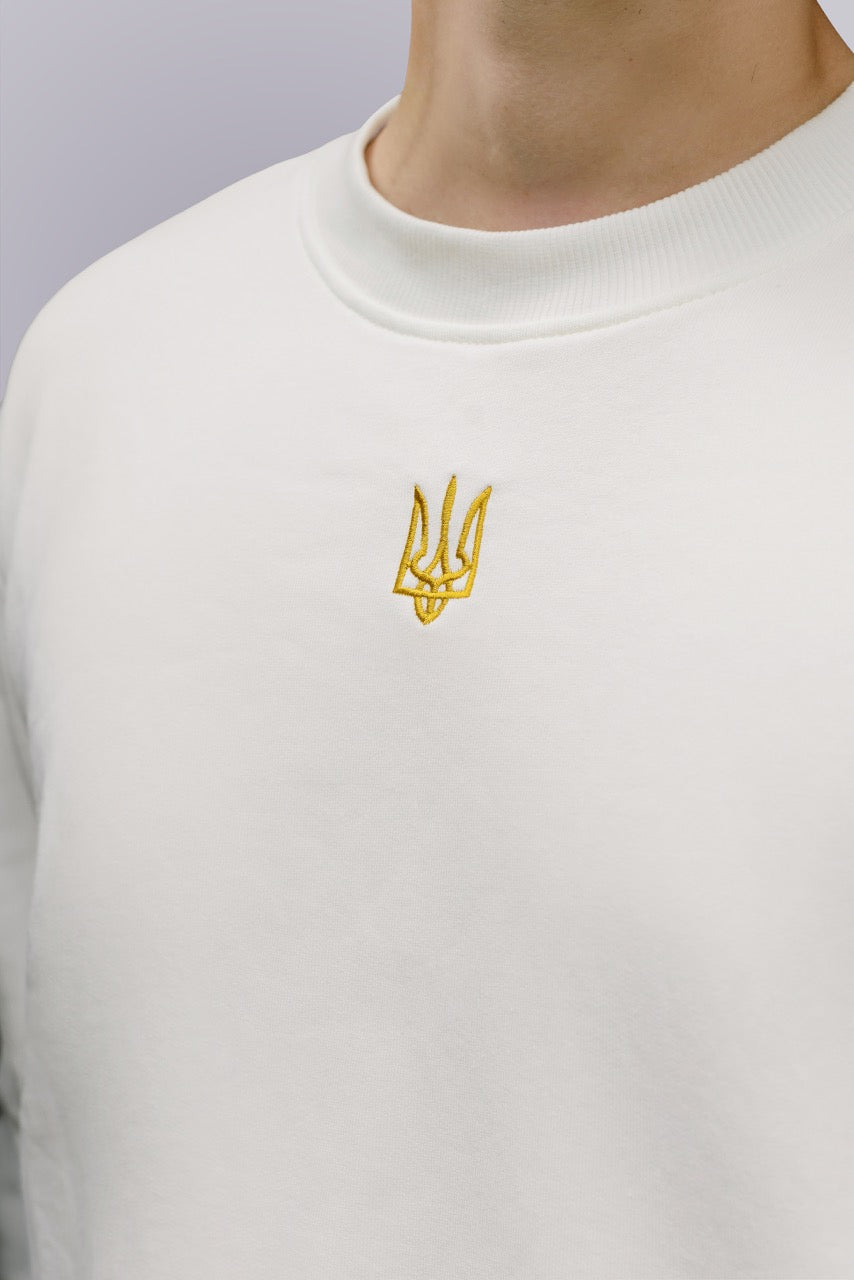 White Tryzub sweatshirt