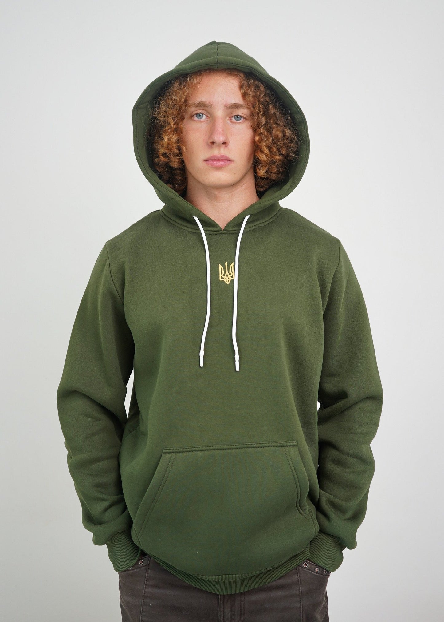 Green hoodie with Tryzub
