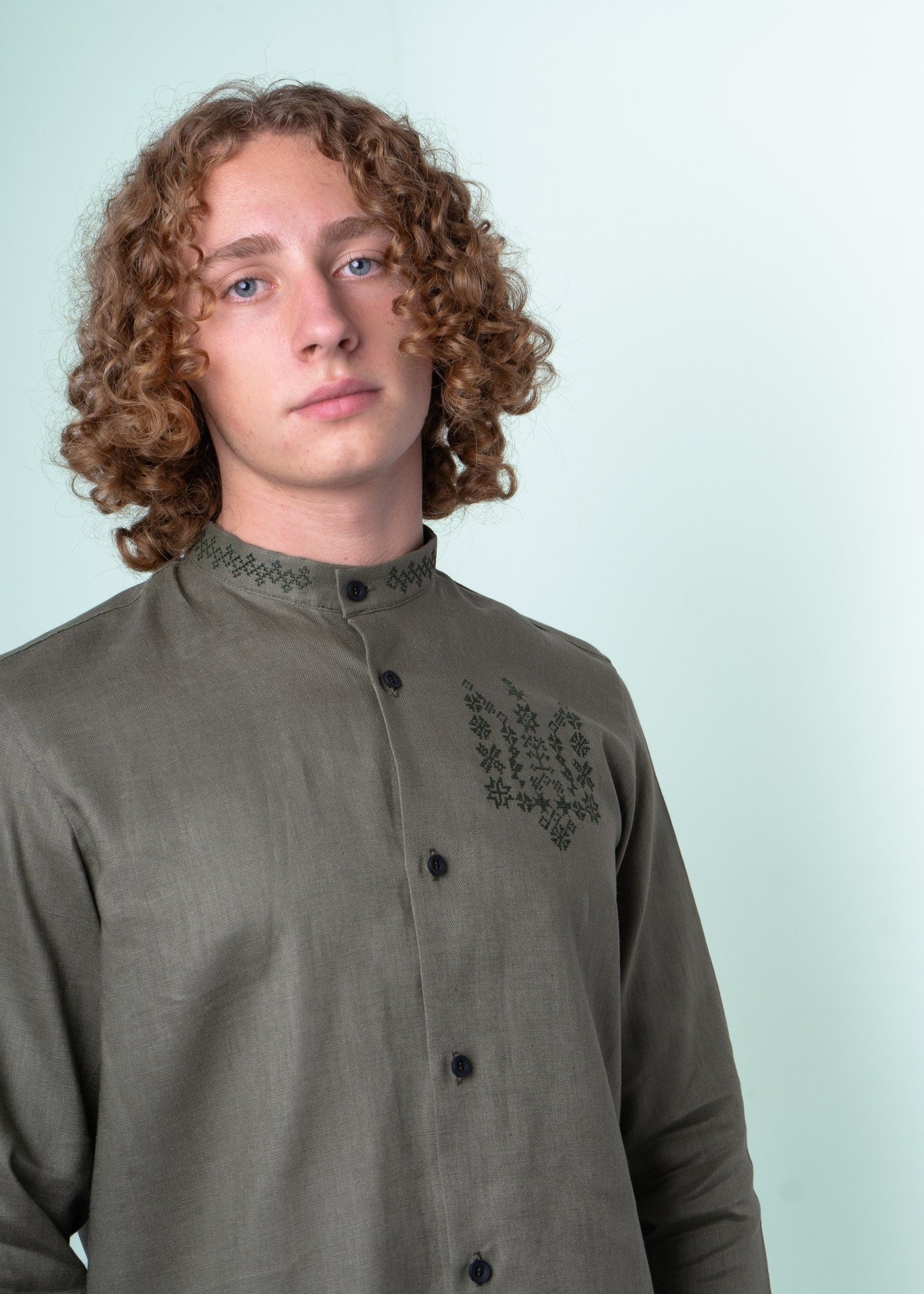 Luxury Green Vyshyvanka shirt