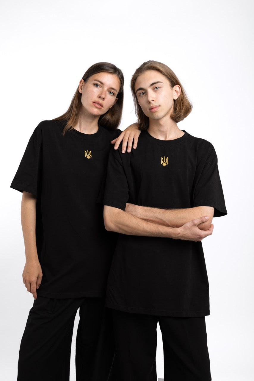Schwarzes Tryzub-T-Shirt