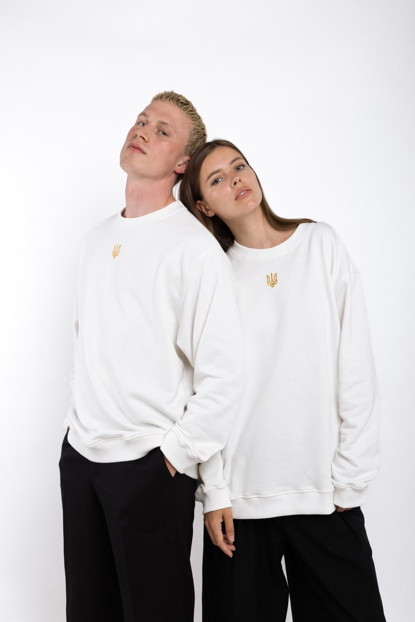 White Tryzub sweatshirt