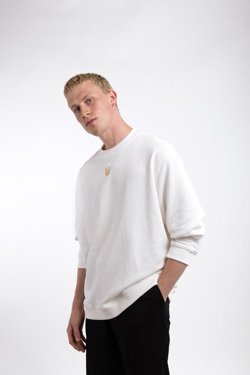 White Tryzub sweatshirt