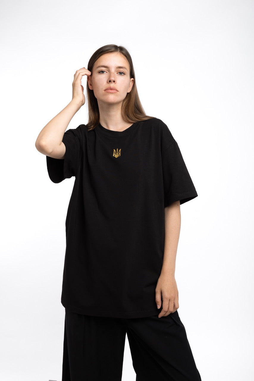 Schwarzes Tryzub-T-Shirt
