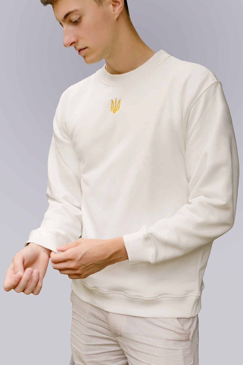 White Tryzub sweatshirt