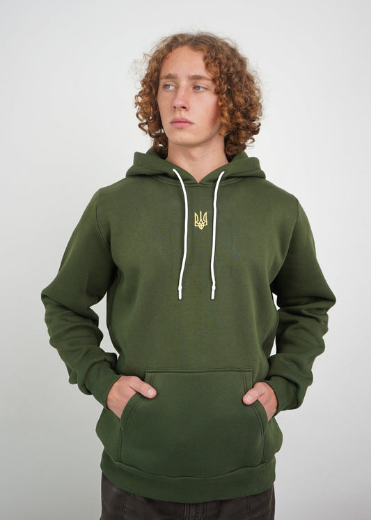 Green hoodie with Tryzub