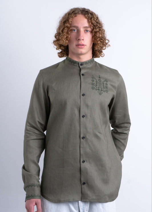 Green Vyshyvanka shirt