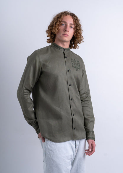 Green Vyshyvanka shirt